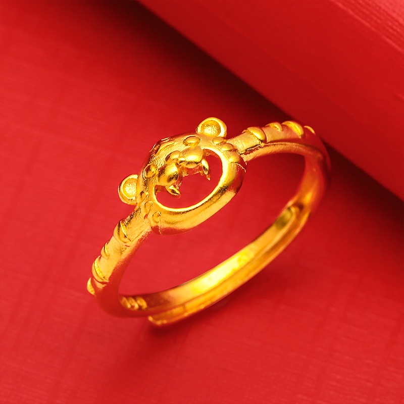 Cincin Model Terbuka Motif Kartun Harimau Warna Emas