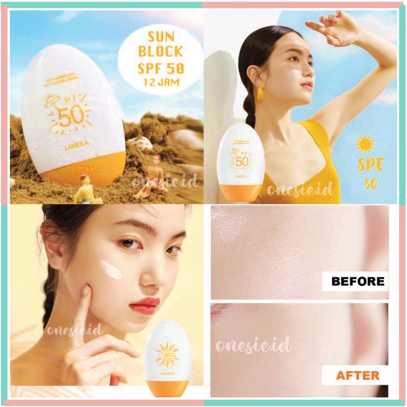 LAMEILA Sun Block SPF 50 Sun Screen Wajah Tahan 12 Jam PA+++ Egg Sunblock LA065