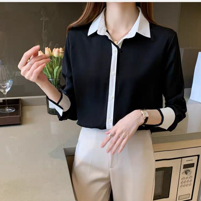 MDLV ~ 2990# Aires Two Tone Shirt Kemeja Basic Polos Baju import Fashion Import
