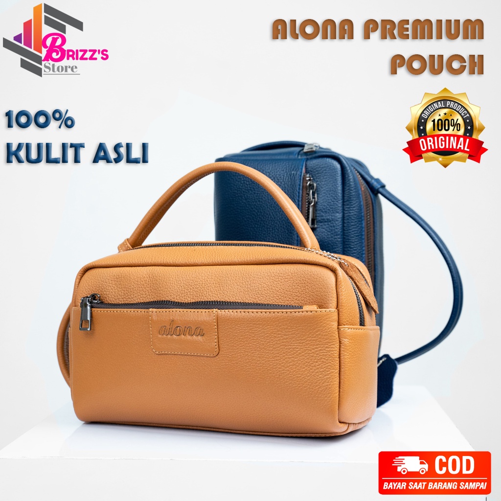 Alona Premium Pouch Tas Tangan Wanita 100% Kulit Asli Handbag Hand Bag Clutch Perempuan Cewe Cewek G