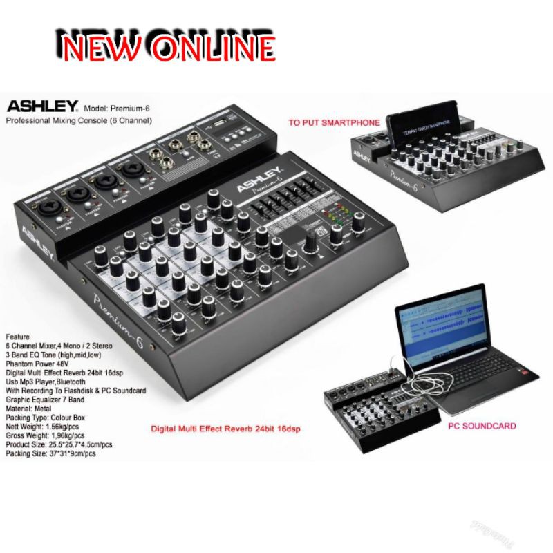 MIXER ASHLEY PREMIUM 6 , ASHLEY 6 CHANNEL ORIGINAL