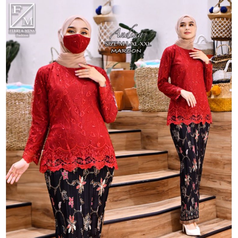 SETELAN KEBAYA ANDINA TILLE / KEBAYA MODERN / KEBAYA WISUDA / KEBAYA TIILE / ROK PLISKET