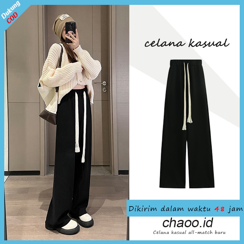 korea style celana panjang wanita highwaist kulot Casual panjang