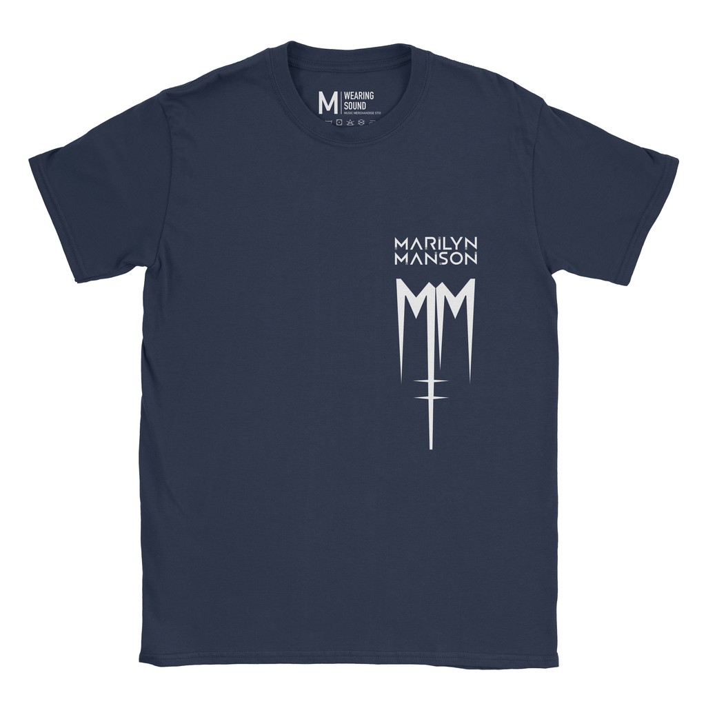 Baju Kaos Band Marilyn Manson Logo Navy
