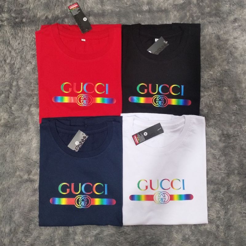 KAOS MURAH GUCC LOGO RAINBOW