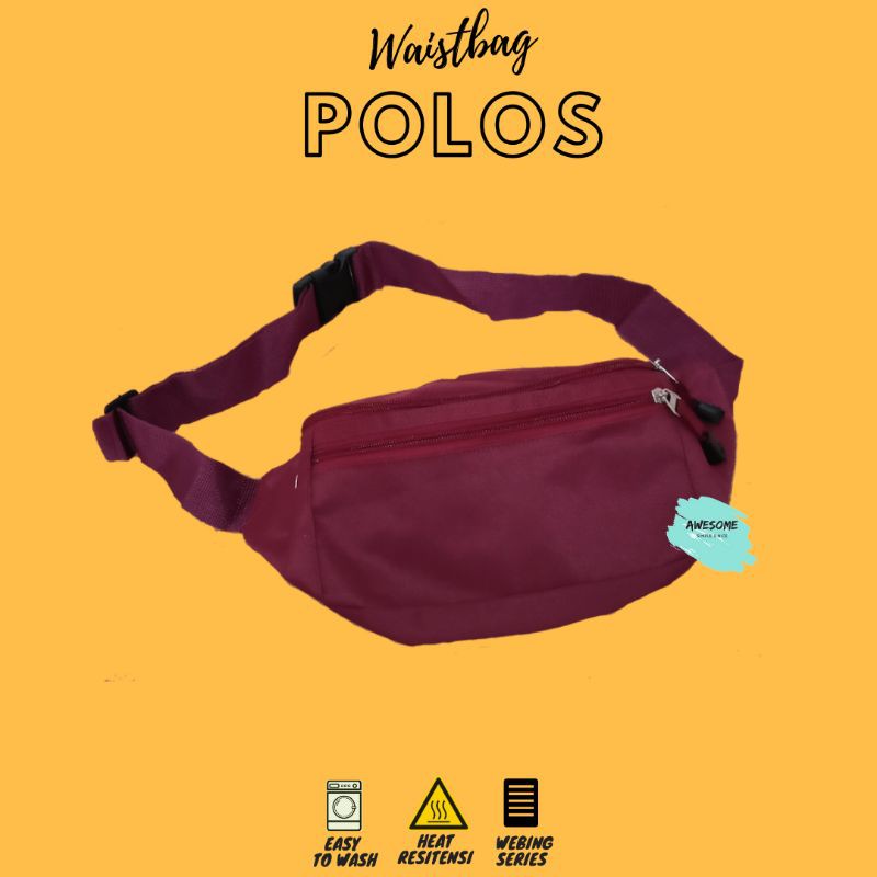 Waist bag Wanita Pria Maroon Polos Terlaris