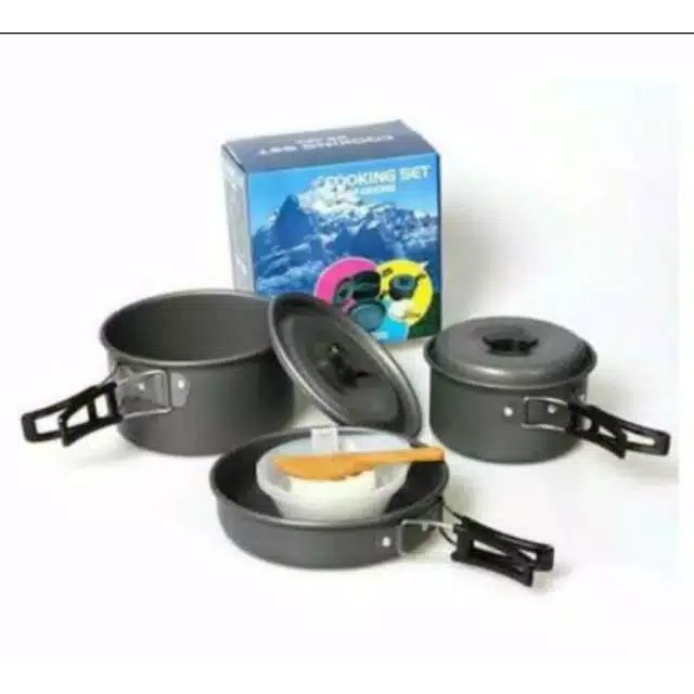 Paket Komplit Cooking Set DS300 &amp; Stove K202 dan Gas Camping Outdoor