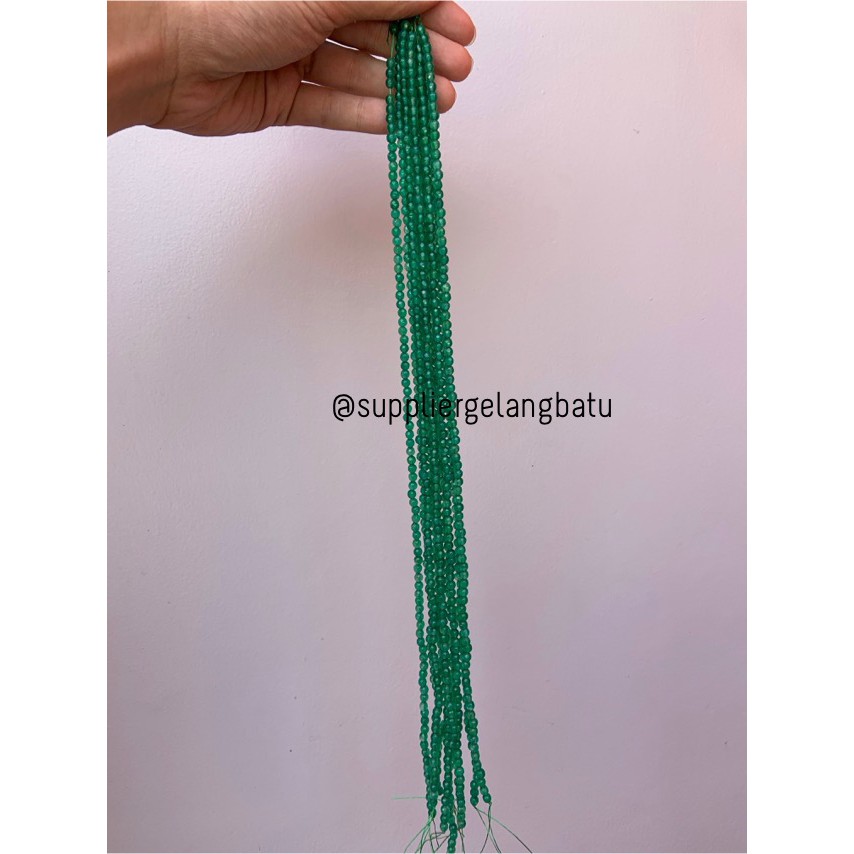 Batu green giok FACET 4mm CUTTING hijau natural cina china craft impor manik potogan batu akik alam