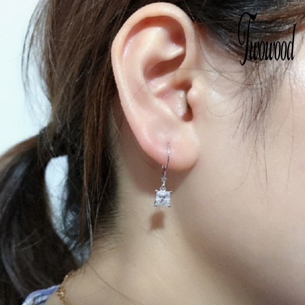 Anting Menjuntai Bahan Cubic Zirconia Gaya Princess Untuk Wanita