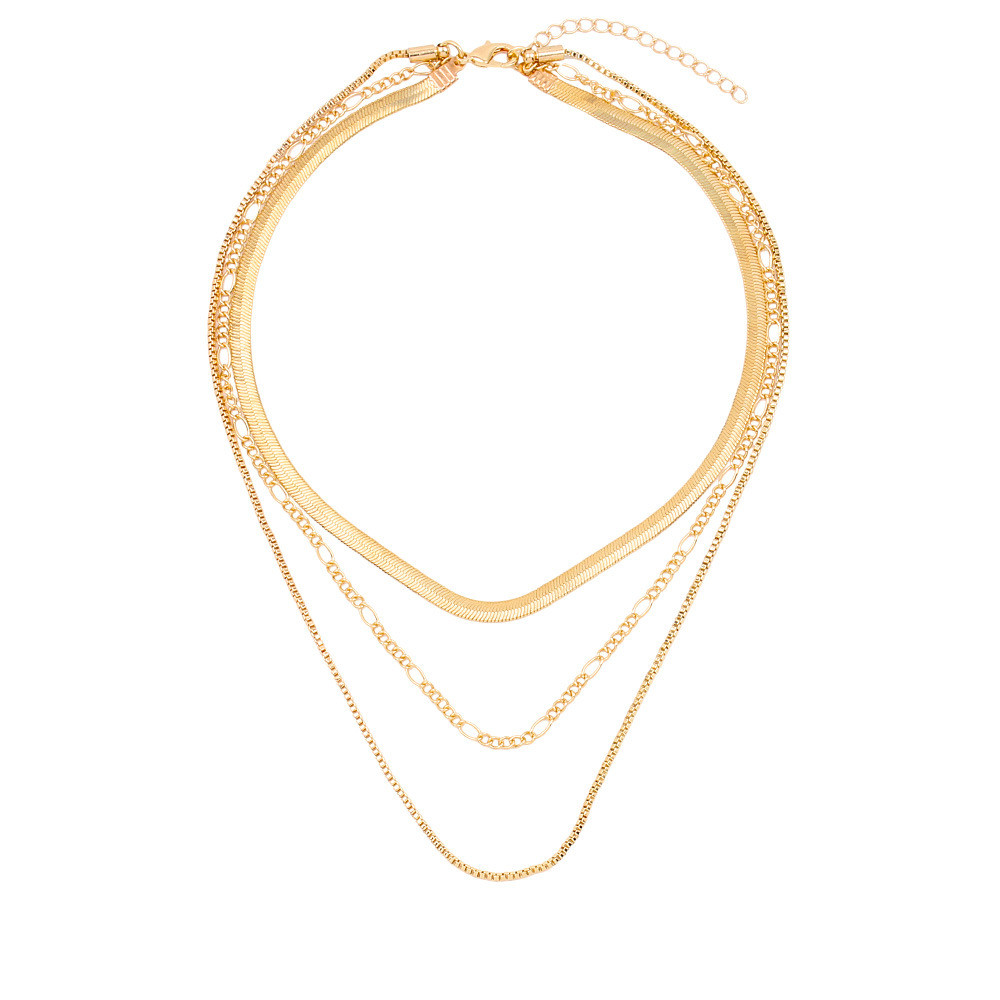 【COD Tangding】Geometric Exaggeration Multi-layered Necklaces Women Fashion Punk Pop Short Choker Necklaces