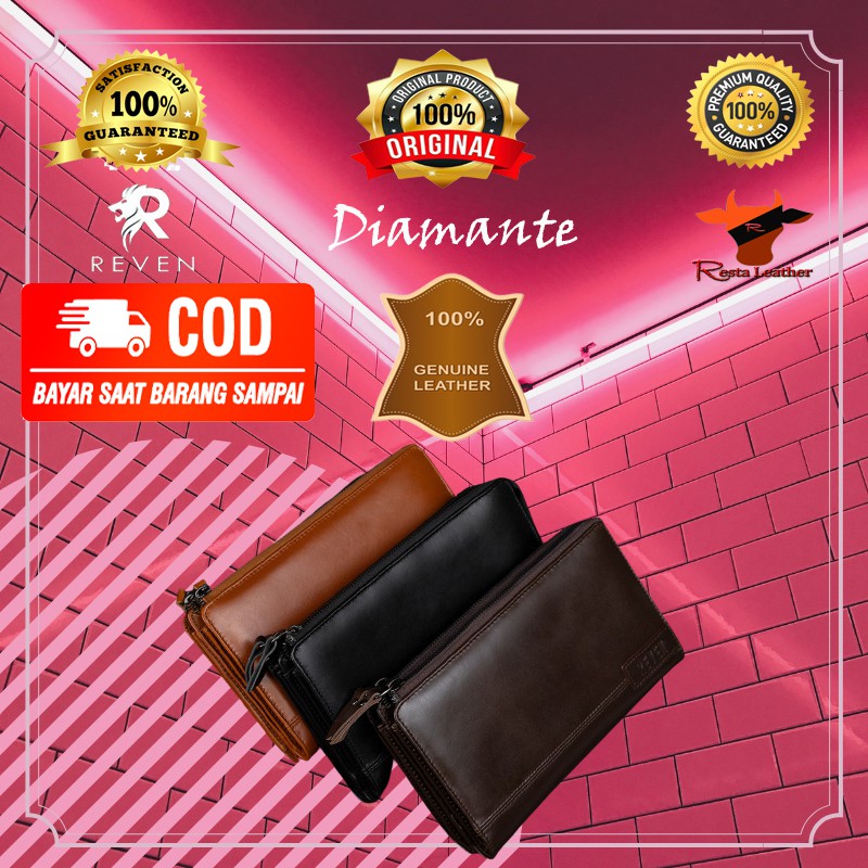Tas kulit asli pouch bag pria handbag clutchbag tas tangan pria kulit asli branded original Diamante