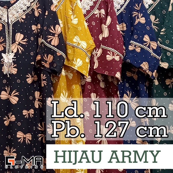 DASTER ARAB RENDA SEKDRESS | DASTER TANGAN 3/4 RESLETING DEPAN ( BUSUI )-Hijau Army 1