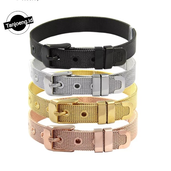 Gelang Gesper Titanium Stainless Steel Waterproof Anti Karat Untuk Charm Emas