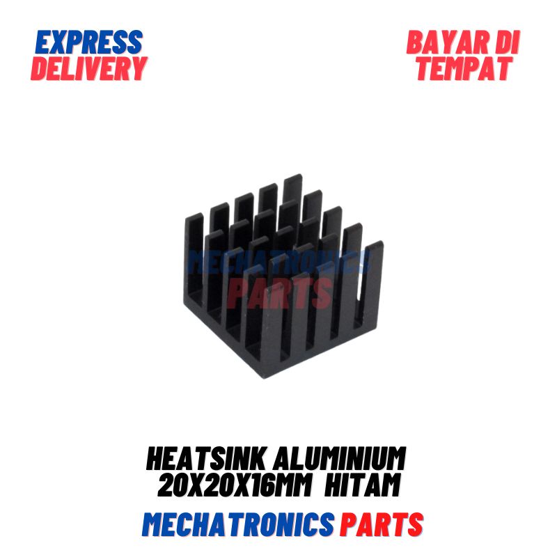 Heatsink Aluminium 20x20x16mm Anodized Almunium Pendingin Black Hitam