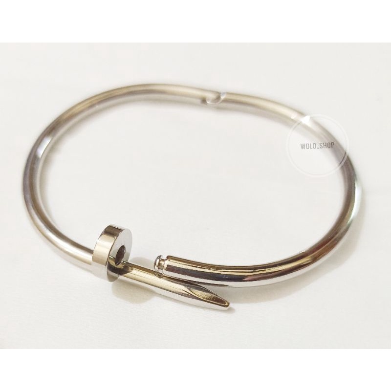 Gelang Titanium Paku Polos Pria wanita anti karat