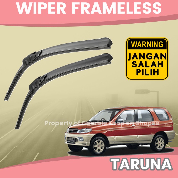 WIPER MOBIL TARUNA WIPER DEPAN TARUNA KARET WIPER KACA MOBIL FRAMELESS TARUNA SEPASANG SATU 1 SET