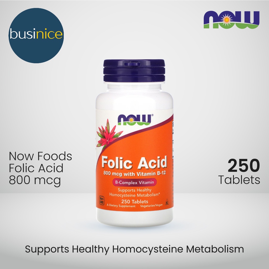 Now Foods Folic Acid 800mcg With Vitamin B12 250 Tablets Vitamin Promil BPOM