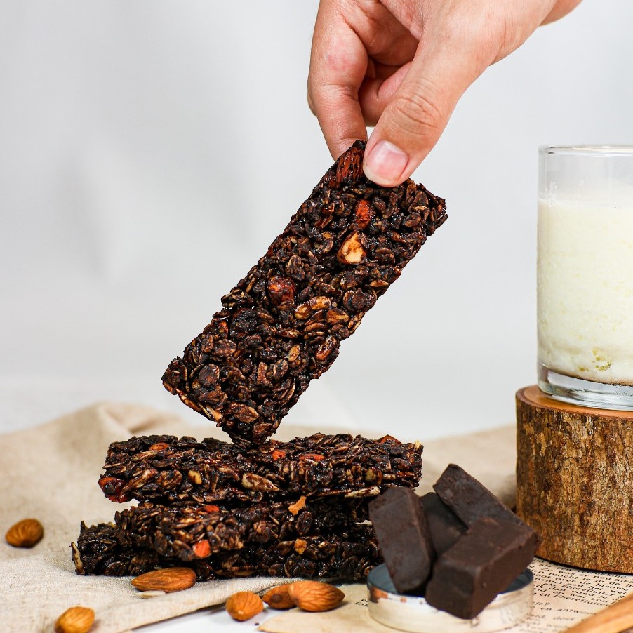 Dark Choco Granola Bar (2 Bars) - Dark Chocolate, Almond, Chia Seed, Sunflower Seed - LUCKYBITE