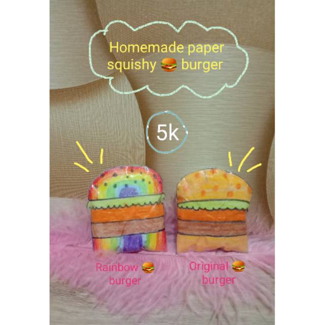 Homemade paper squishy burger.