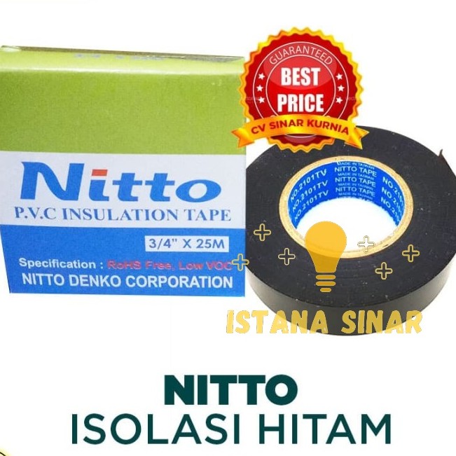 Nitto 2102 Isolasi Warna HItam 3/4&quot; x 25 meter solasi hitam bagus