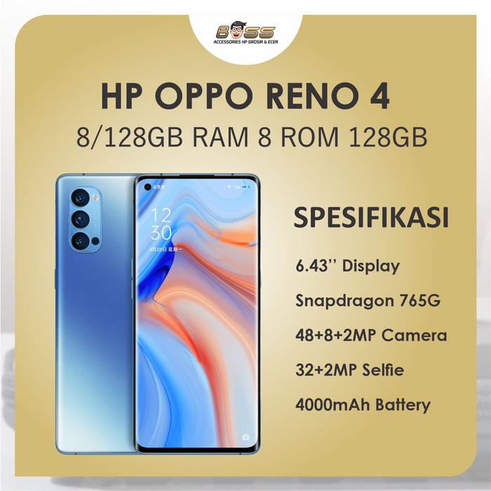 HP OPPO RENO 4 8/128 RAM 8GB ROM 128GB GARANSI RESMI OPPO GRATIS SILICONE DAN ANTI GORES