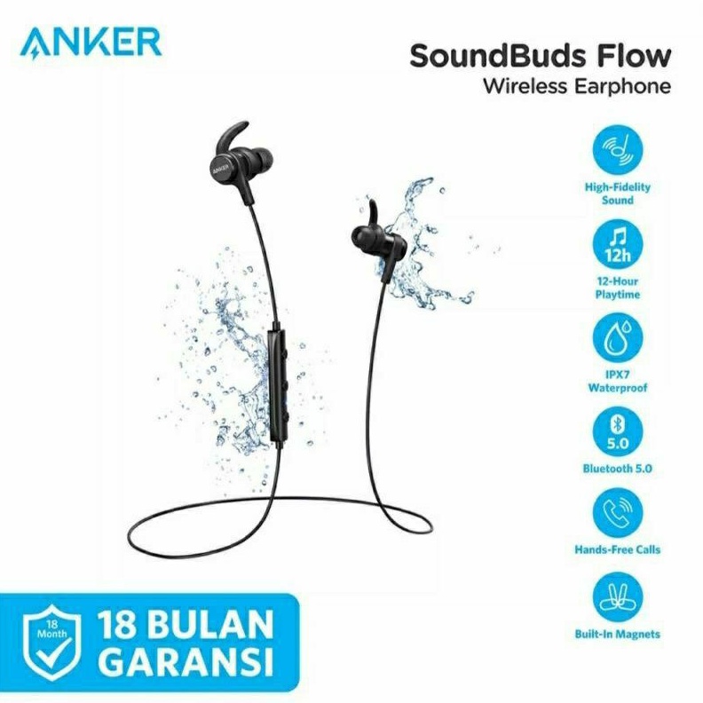 Anker Earphone Bluetooth Soundbuds Flow Sport IPX7