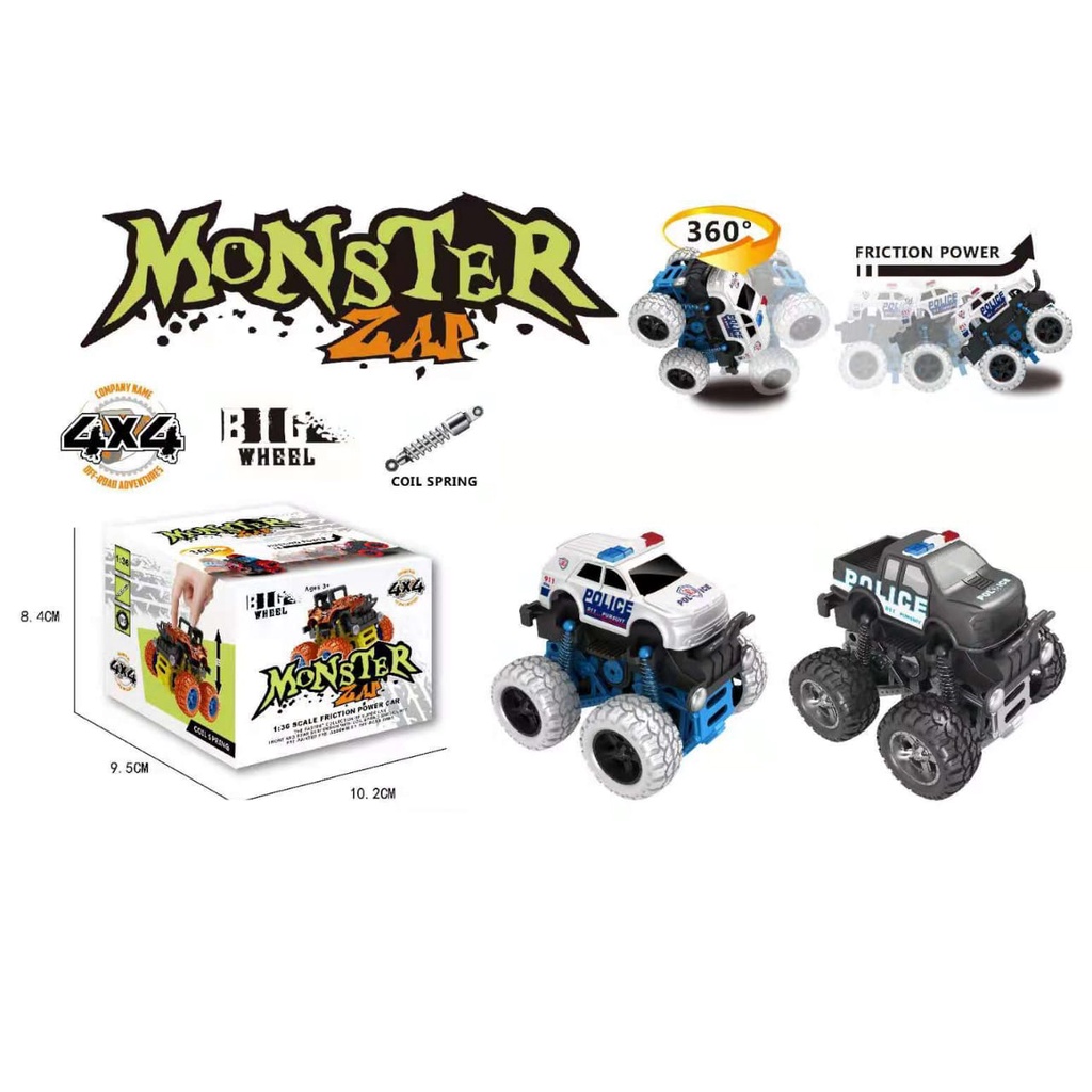 ( zwq ) Mainan Mobil Mobilan MONSTER ZAP MOBIL JIP OFF ROAD 4 DRIVE INERTIAL BIGFOOT TRUCK POWER