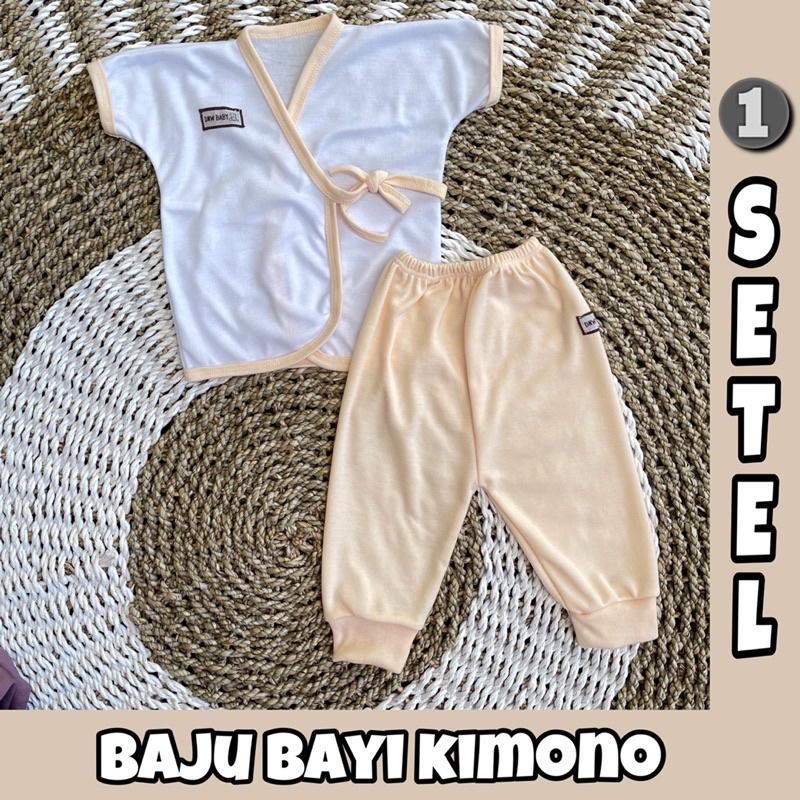 PREMIUM QUALITY 1 Stel Baju Bayi Newborn Kimono polos Lengan Pendek DNW BABY