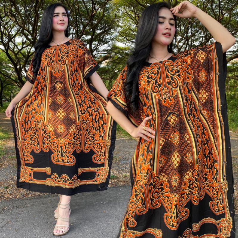 Bora Turki Daster Kekininan Jumbo Batik Rayon Premium Dress Wanita Lengan Lowo  Baju Wanita Kekinian LD 140  cm