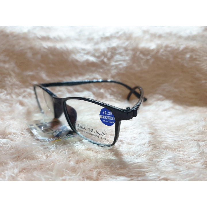 Kacamata Plus (+) FREE CASE Lensa Anti Radiasi Blueray Kaca mata Baca Pria Wanita Uk +1.00 s/d +3.00 Reading Glasses Kacamata Plus Blue Light Blocking