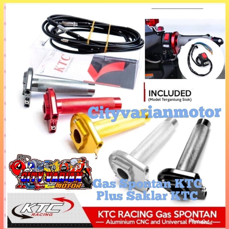 CVM Gas Spontan KTC Original 2 Kabel Free Grip Plus Saklar Universal CNC Nmax Aerox PCX Vario New