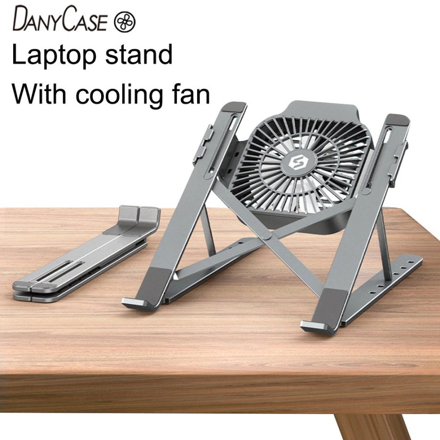 Laptop Stand Holder Aluminium Foldable With Cooling Fan 13-17 inch