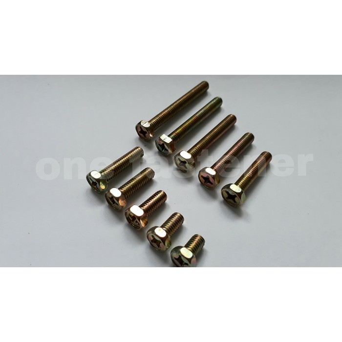 100 PC Baut Mur M6x30 Dwi fungsi Kuning baut 10