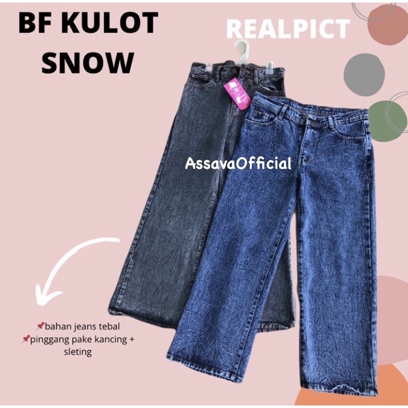 CELANA KULOT JEANS WANITA SNOW LOOSE PREMIUM - CELANA BOYFRIEND JEANS SNOW WANITA - CELANA JEANS WANITA CELANA KULOT BOYFRIEND JINS WANITA SNOW BLACK - SNOW BLUE KEKINIAN