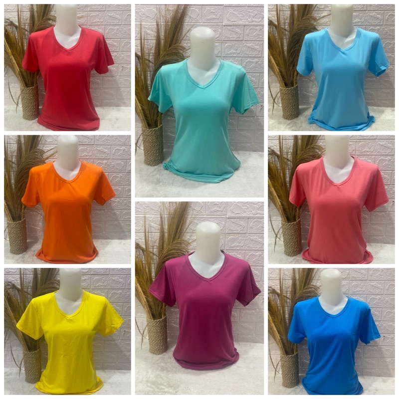 Kaos Wanita V Neck Polos Pendek Kaos Polos V neck Wanita L XL XXL Varian 2