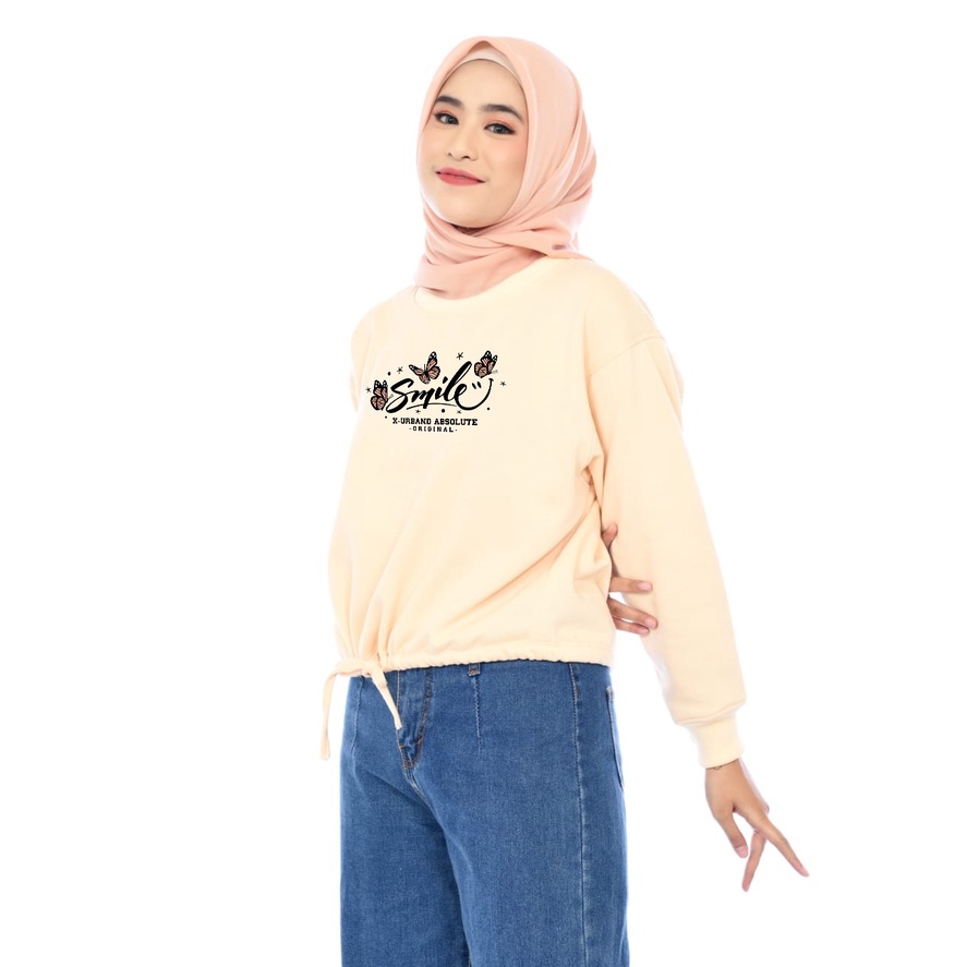 Sweater Wanita Smile Crop Fleece Gramasi 280 - A243 Cheese