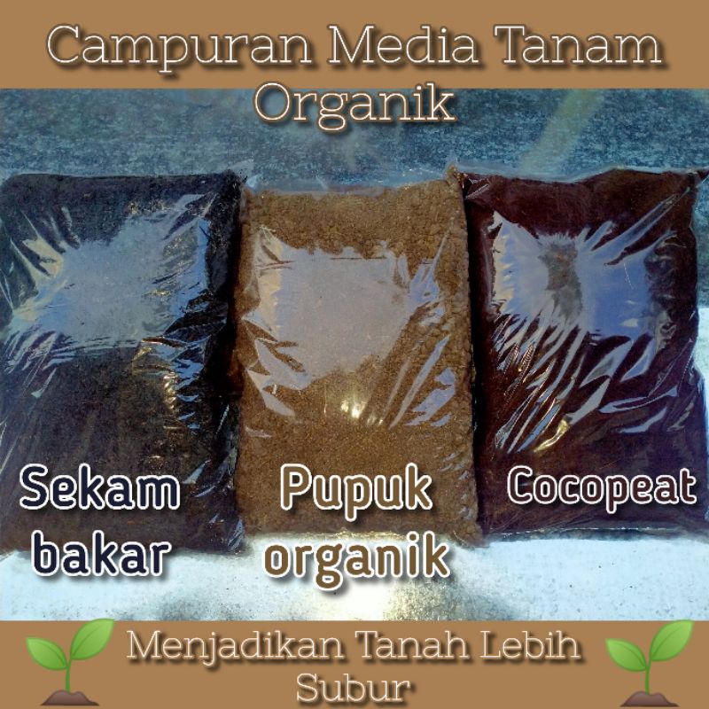 (Paket lengkap) Campuran media tanam_Pupuk organik_Sekam bakar_Pupuk kandang_Cocopeat