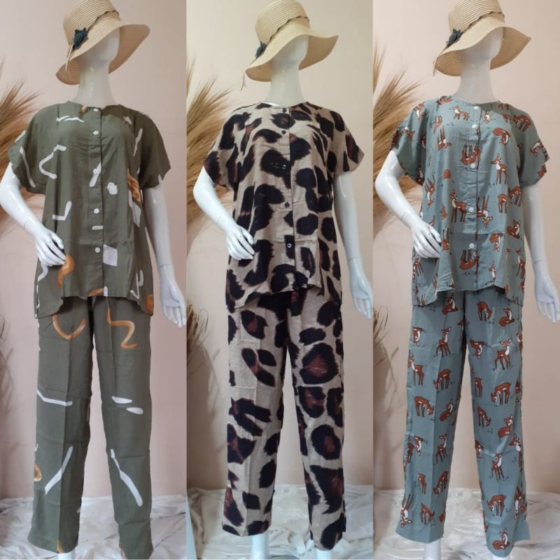 NAURA SERIES | PAJAMAS PENDEK BUSUI | FULL KANCING