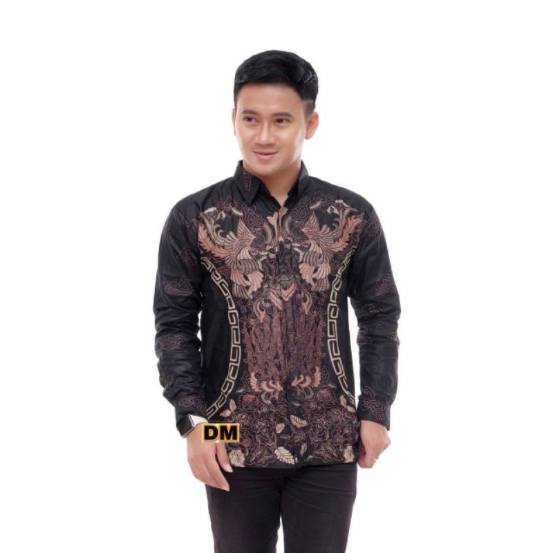 ATASAN BATIK PRIA LENGAN PANJANG KENONGO HEM PADI PEKALONGAN M L XL