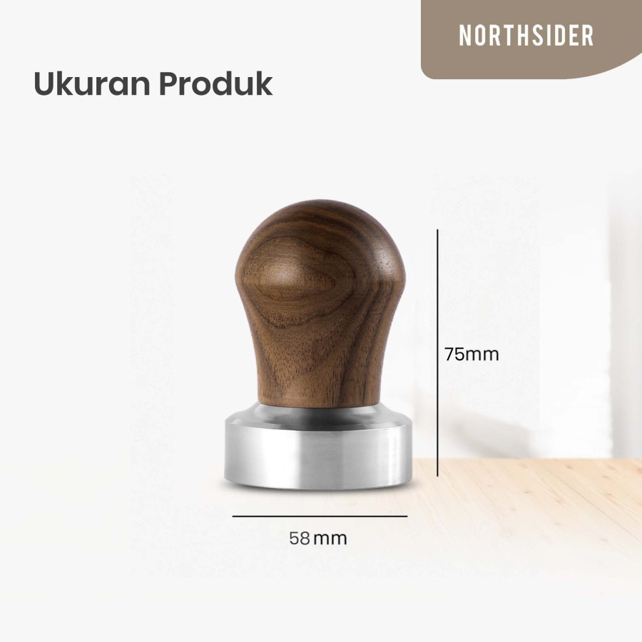 COFFEE TAMPER KOPI ESPRESSO 58mm WALNUT WOOD HANDLE LOVELY SERIES