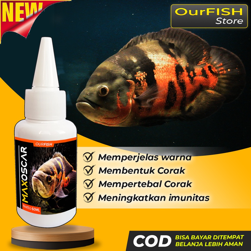 Obat Mutasi Ikan Oscar MAX OSCAR Vitamin Ikan Oscar Tiger Batik Albino Paris Tembaga Slayer Red Pakan Pelet Makanan Ikan Oscar