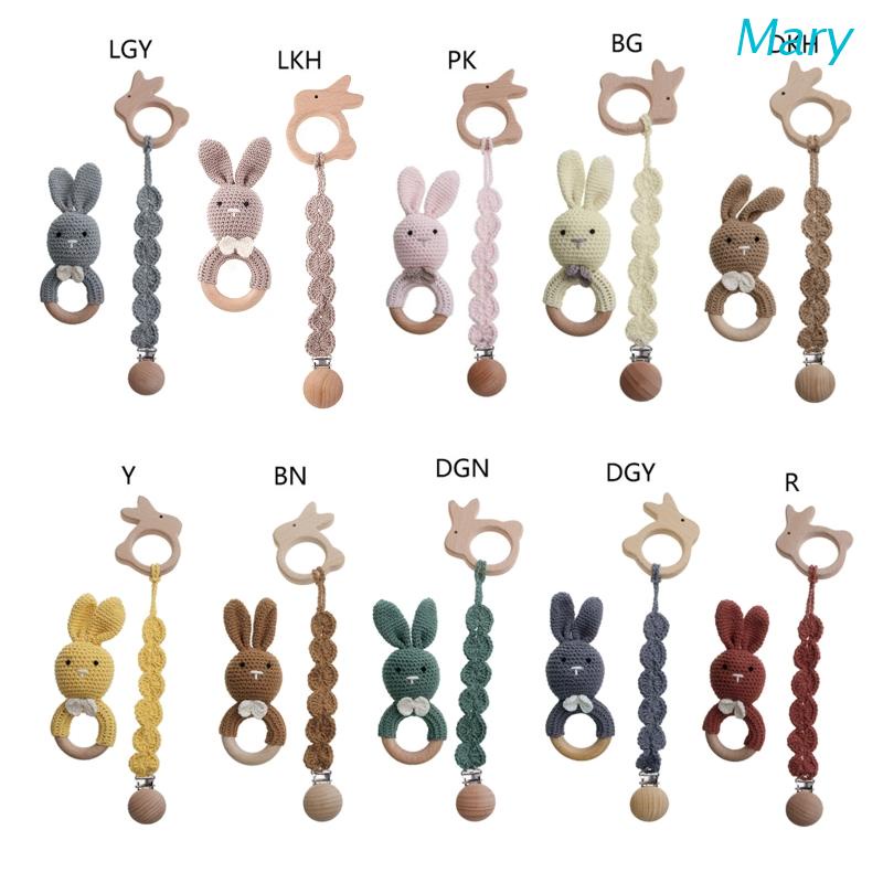 Mary Mainan Teether Bayi Bentuk Kelinci Bahan Rajut Ramah Lingkungan