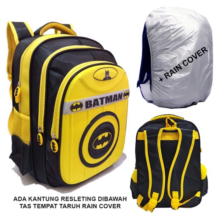 Tas Anak Karakter Lucu Sekolah  G5F3 Ransel SD Laki Laki BATMAN Timbul Kantung Besar Kuning RC