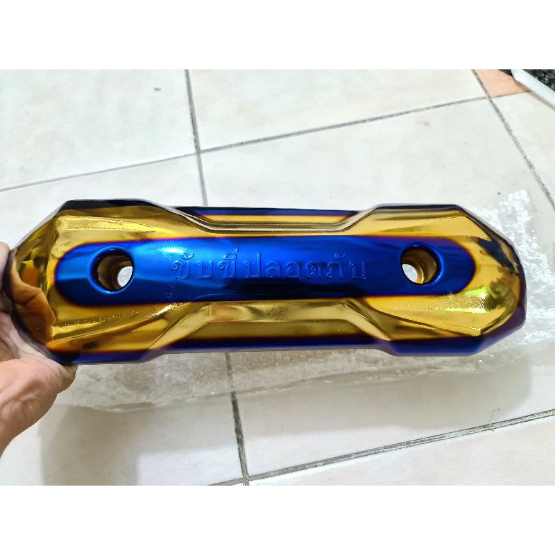 tutup knalpot zoomer honda tulisan thailand timbul gold blue bahan tebal