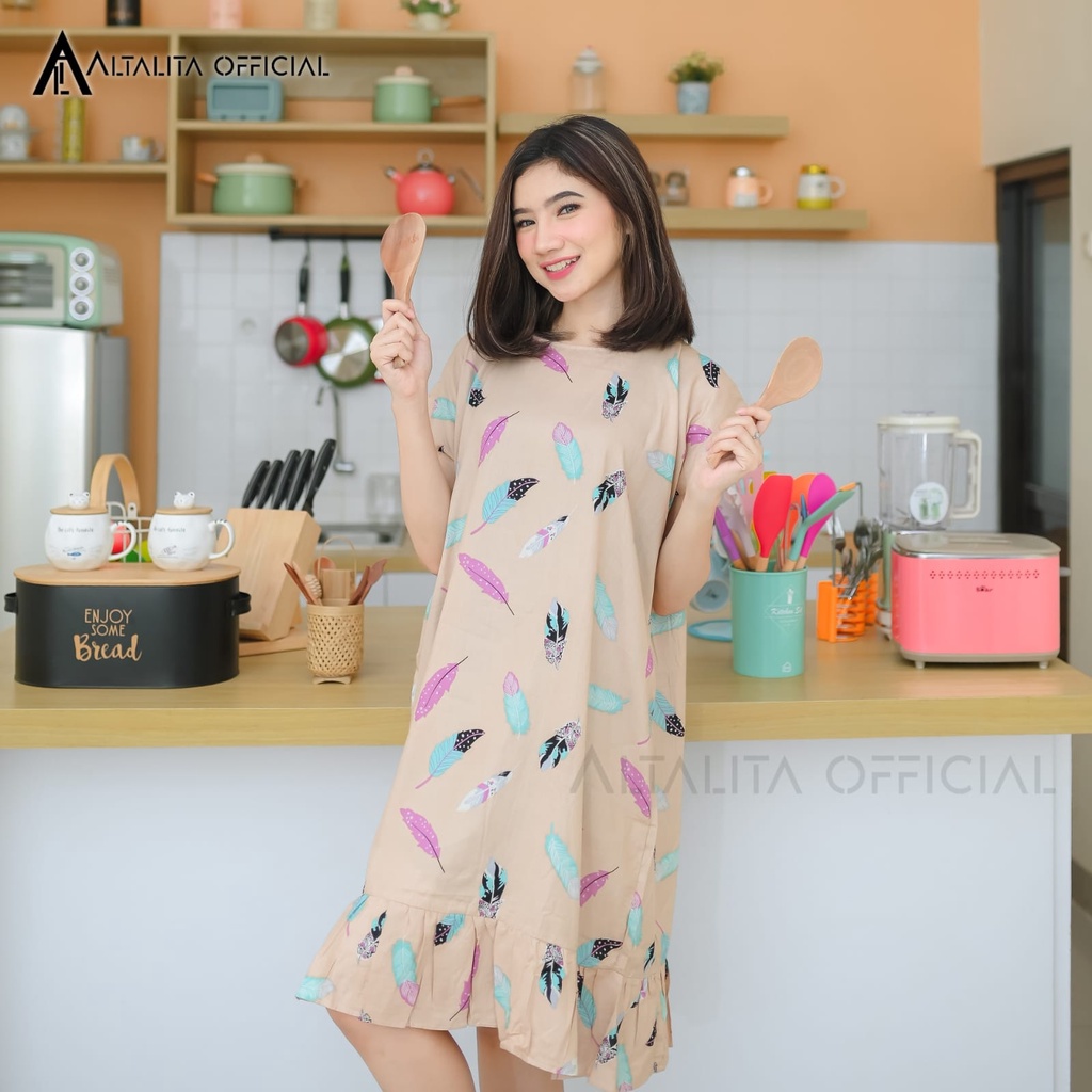 Daster Viral Ruffle Busui Friendly Resleting Depan Lengan Pendek | Daster Kekinian Busui Murah | Daster Rayon Busui Motif Terbaru Panjang Selutut