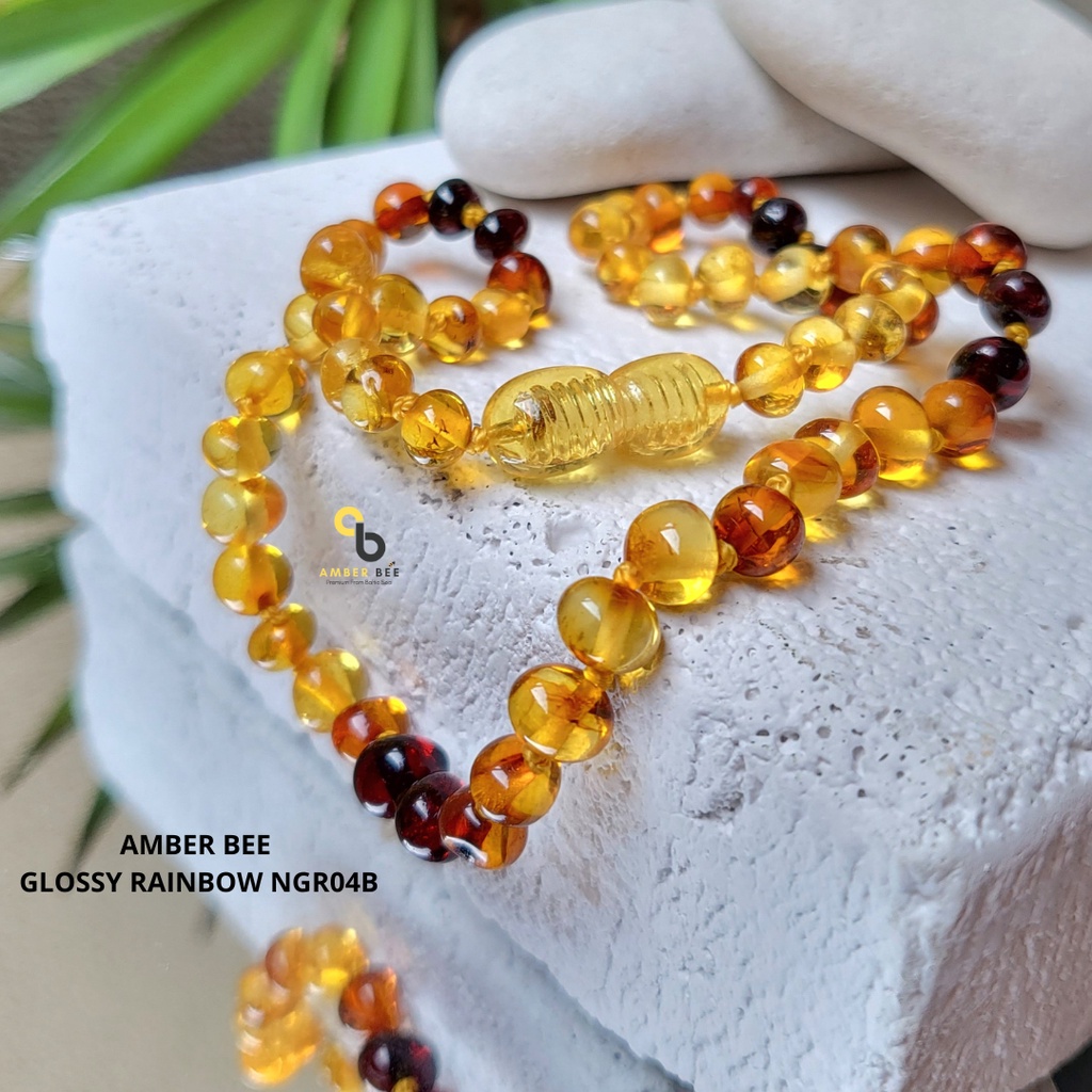 Kalung Amber Bayi &amp; Anak Premium Glossy Rainbow NGR04B By Amber Bee