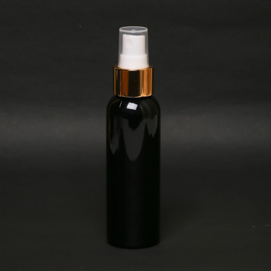 BABEE - BOTOL HITAM 100ML SPRAY GOLD HALF CAP / BOTOL KOSMETIK PLASTIK SPRAY 100 ML / KEMASAN PACKAGING