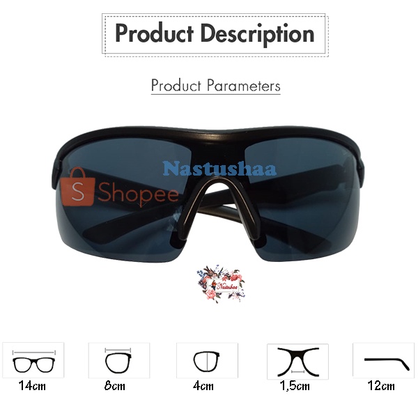 Kacamata Sepeda Outdoor Cycling Sports Sunglasses Kaca Mata Hitam Lensa Gelap Anti Sinar UV Half-Frame Gowes Anti Silau Gaya Fashion UNISEX