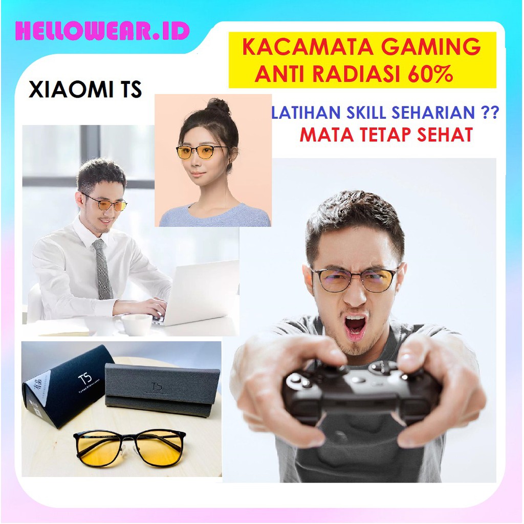 Xiaomi MIJIA TS Kacamata Anti Radiasi Anti blue Filter 35% 40% 45% 50% 60% panoramic gaming komputer