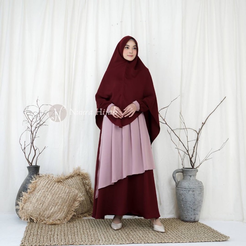 ARAYA SET BY NUURA HIJAB Gamis set syari gamis set polos gamis hari raya